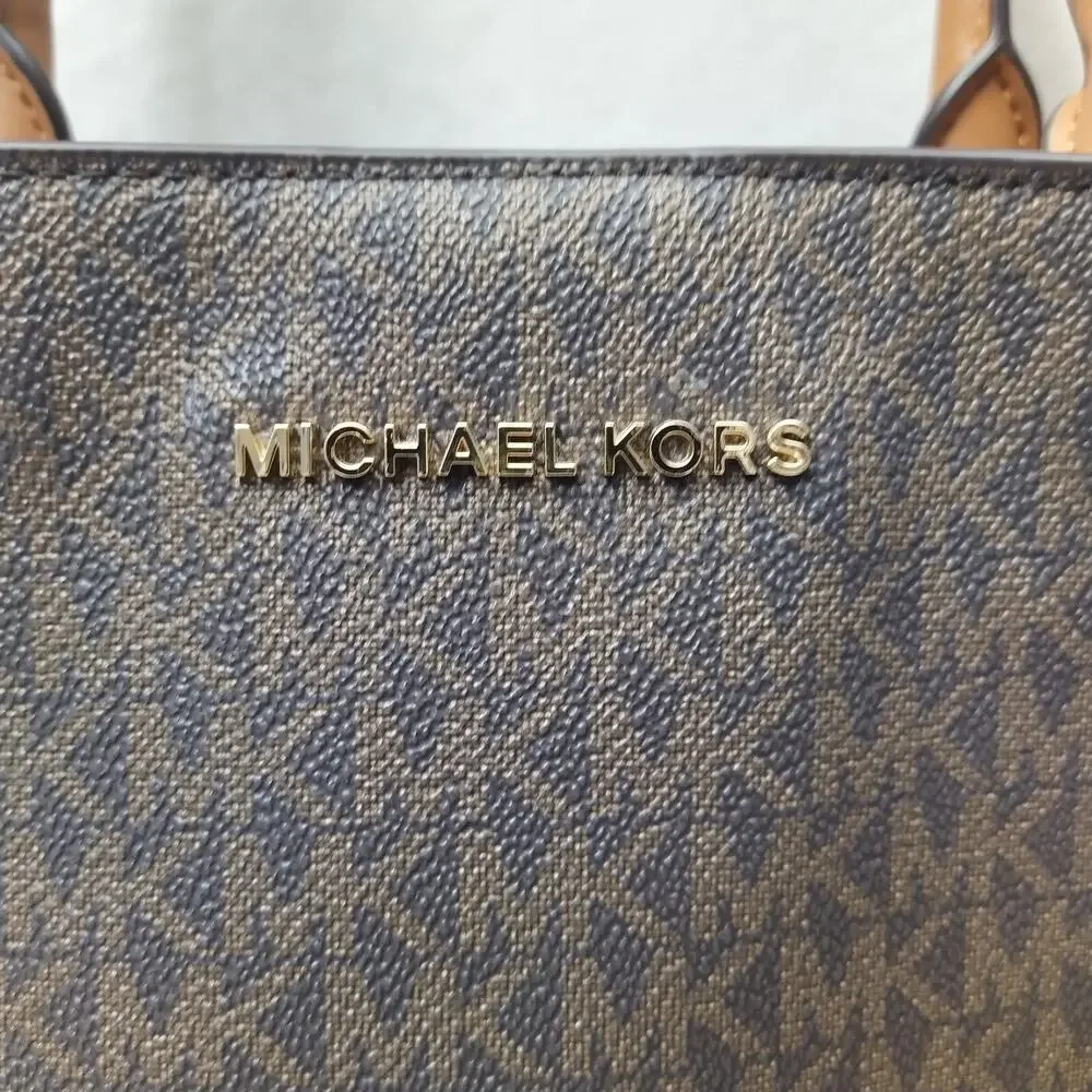 Michael Kors Arielle Brown Leather Double Handles Satchel Bag - Picture 4 of 16